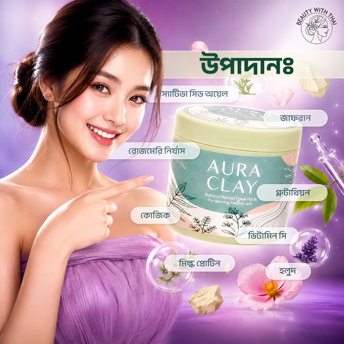 Aura Clay Natural Herbal Facepack ফেসপ্যাক, ছবি 6, Beauty With Thai বাংলাদেশ