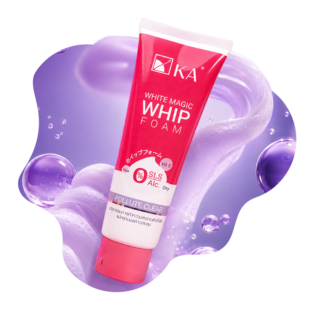 ফেসওয়াশ কালেকশন, KA White Magic Whip Foam, মুখ পরিষ্কার ও উজ্জ্বল রাখার ফোম ফেসওয়াশ, Beauty With Thai বাংলাদেশ