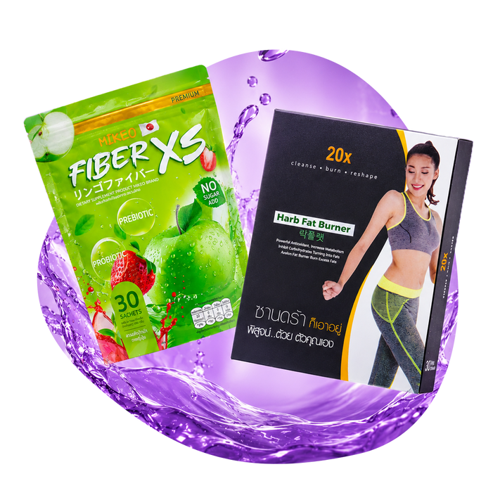 স্লিমিং কালেকশন, MiKEO Fiber XS ও 20x Harb Fat Burner, ওজন কমানো ও মেদ ঝরানোর সাপ্লিমেন্ট, Beauty With Thai বাংলাদেশ