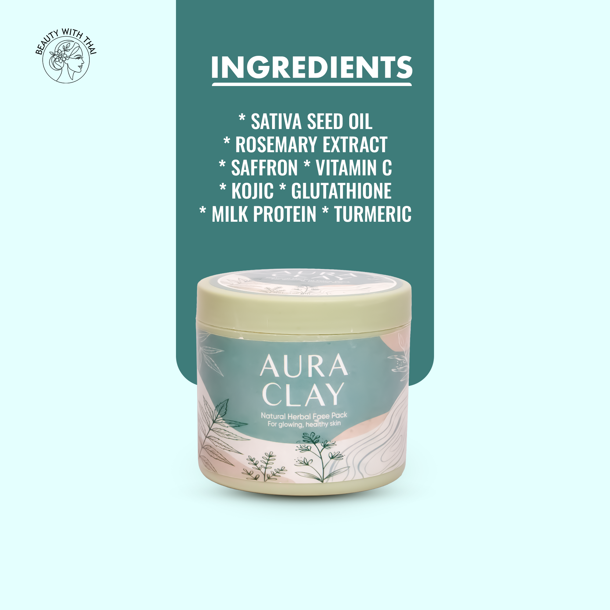 Aura Clay Natural Herbal Facepack - Beauty With Thai