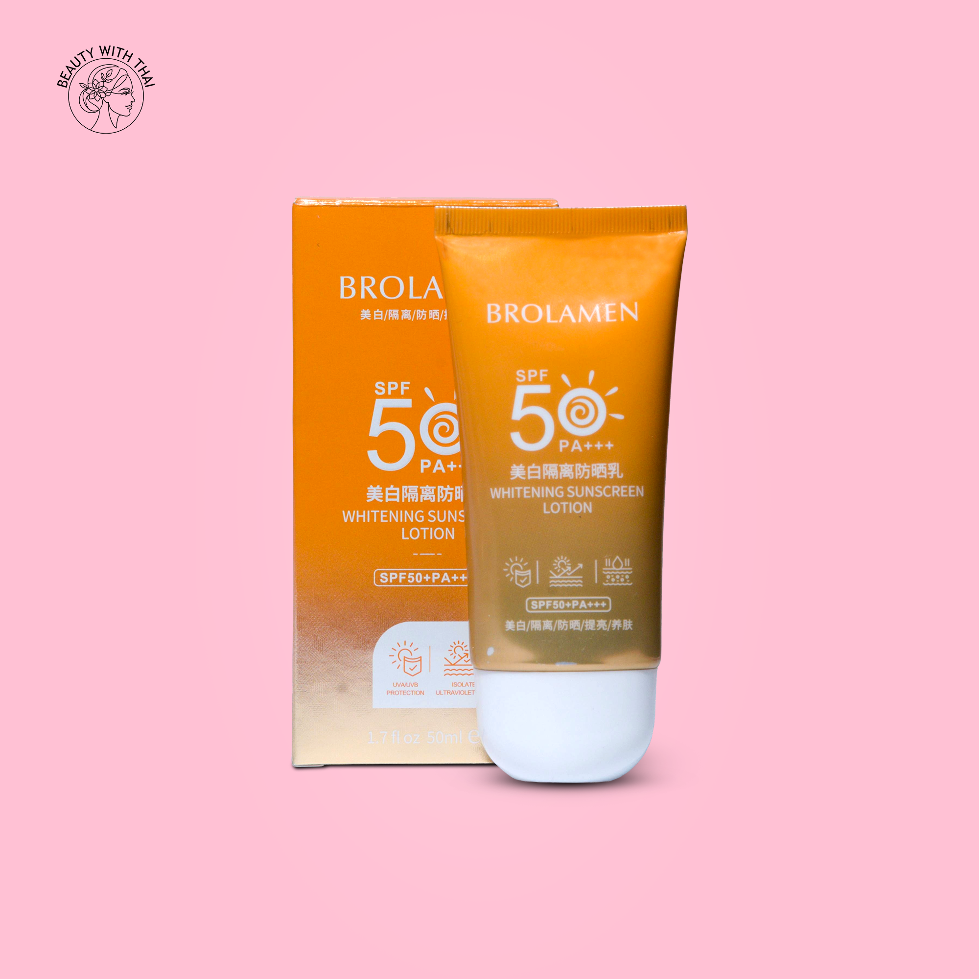 BROLAMEN Whitening Isolation Sunscreen Lotion SPF50+ PA+++ - Beauty With Thai